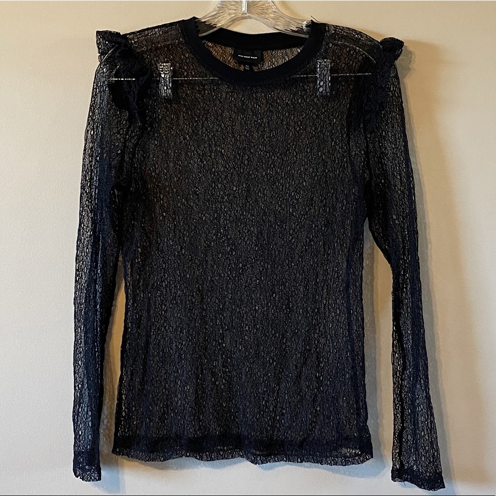 Who What Wear Black Mesh Long Sleeve Second Skin